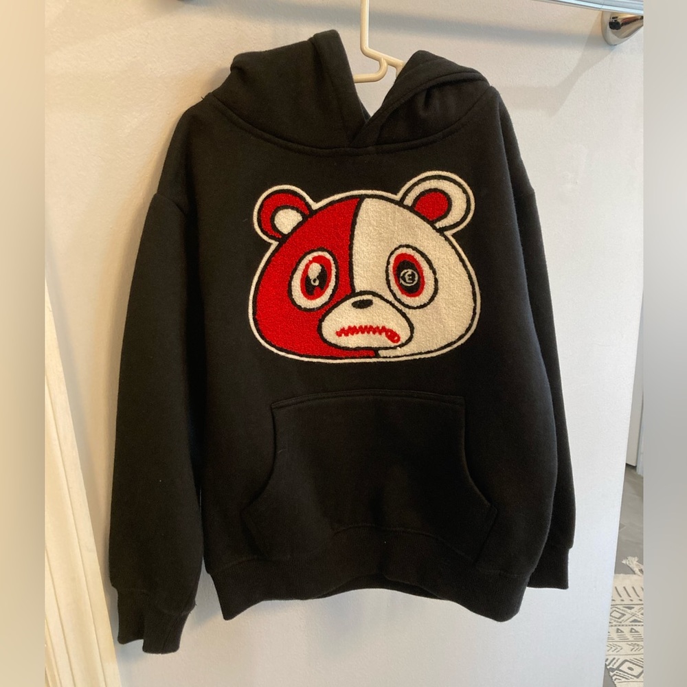 EUC Effectus Clothing black Hoodie boys small Bear Fuzzy Grunge Urban Street